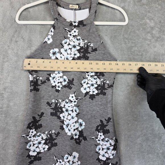 Hollister Dress Juniors XS Gray Floral Halter Bodycon Mini Sundress Casual - Picture 5 of 8